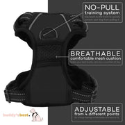 Buddy's Best Dog Harness, No-Pull Pet Harness with 2 Leash Clips, Adjustable Soft Padded Reflective Safety Pet Harness for No-Choke Pet Training
